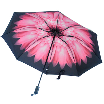 零透光雏菊超强防晒小黑伞女黑胶防紫外线遮阳伞太阳伞折叠晴雨伞