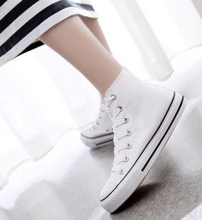 韩版学院风时尚糖果色鞋子高帮彩色帆布鞋女平底学生休闲鞋板鞋潮