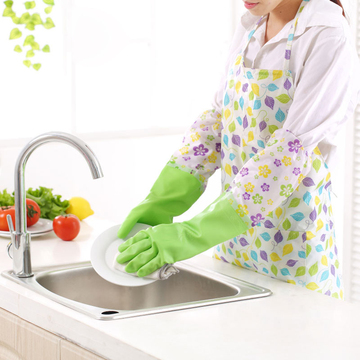 有乐厨房清洁乳胶洗碗刷碗洗衣胶皮加厚加绒加长防水耐用家务手套