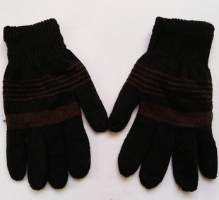包邮 男士毛线手套 冬季加厚保暖 双层带绒 分指 针织手套批发