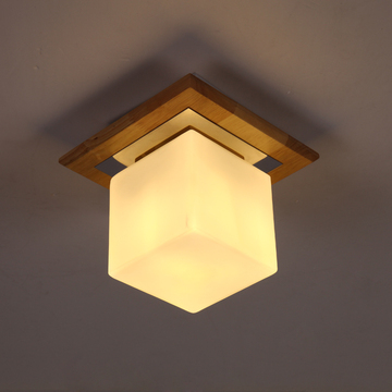 北欧卧室吸顶灯美式客厅餐厅书房过道实木灯设计师创意木质玻璃灯
