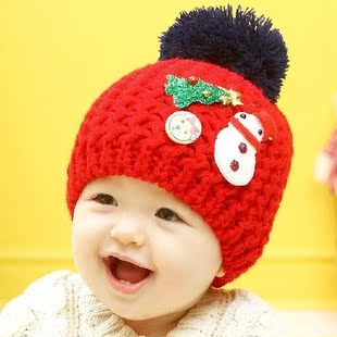韩版秋冬季婴儿毛线帽儿童套头帽 男女童宝宝帽子保暖护耳帽冬天