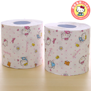 hellokitty猫可爱餐厅卡通彩色印花纸巾卷筒餐巾卫生纸洗手间厕纸