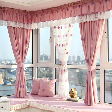 【上门测量安装】美式棉麻绣花布料客厅卧室飘窗定制成品窗帘落地