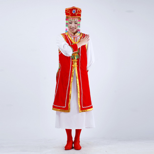 蒙古族服装 大草原长款舞蹈表演大摆裙 成人舞台演出服饰2015新款