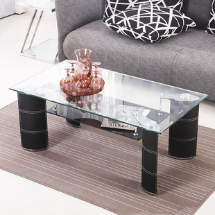 简约现代茶几钢化玻璃小户型创意客厅组合长方形透明复古商用桌子