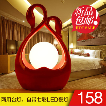 台灯卧室床头灯创意时尚婚庆结婚房温馨现代简约欧式个性灯具红色