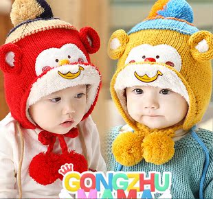 男 女儿童帽子围巾套装 宝宝帽 婴儿毛线帽 加绒保暖童帽 秋冬款