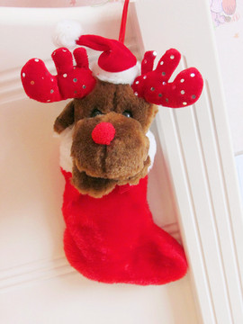 圣诞节麋鹿公仔玩偶袜子袋圣诞袜子礼物袋圣诞节装饰品礼品袋