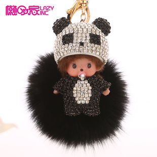 奶嘴娃娃曾被称蒙奇奇钥匙扣汽车钥匙挂件女士韩国可爱狐狸毛绒球