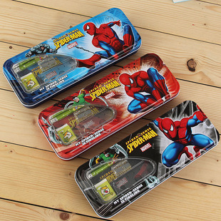 蜘蛛侠炫酷男孩儿童学生铁套装文具双层可爱卡通铅笔盒奖品礼物