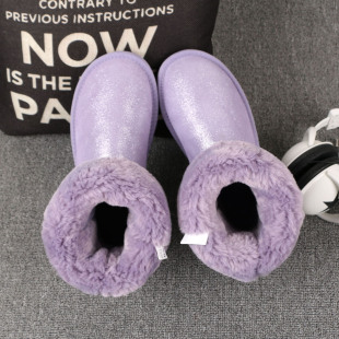 澳洲正品梦幻紫水晶布纹5825中筒雪地靴 女冬季真皮保暖亮皮