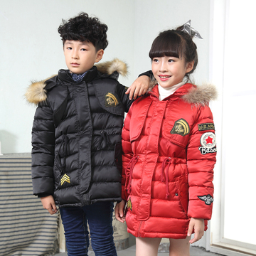 童装男童棉衣2015冬季新款男中大童棉袄加厚外套姐弟装中长款棉服