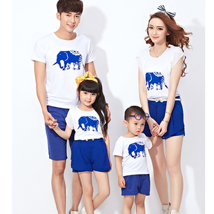 一家三口短袖t恤2015亲子装夏装母女装母子装韩版夏季潮家庭套装