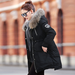 2015冬装新款中长款羽绒衣女韩版加厚保暖收腰显瘦连帽羽绒服外套
