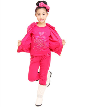 童装女童套装2015春装新款韩版中大童少女装儿童运动休闲三件套棉
