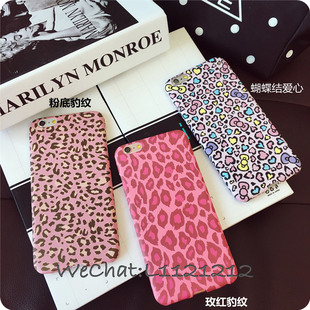 个性玫红粉色豹纹iPhone6 plus手机壳 5s磨砂超薄苹果保护壳 套壳
