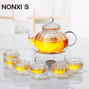 Nonxis/龙兮南瓜壶茶壶  耐热玻璃功夫茶具套装8件套花茶玻璃茶具