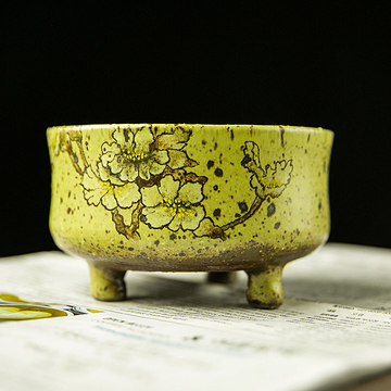 韩国手绘多肉花盆婀娜系列创意陶瓷矮脚花盆个性粗陶花器包邮
