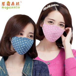 韩版时尚可爱波点3M防尘防雾霾PM2.5防二手烟保暖女士N95纯棉口罩