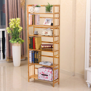 特价楠竹书架简易多层隔板置物架简约实木组装组合书柜宜家储物柜