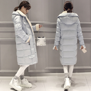 羊羔毛羽绒服女2015冬季韩版女装中长款连帽修身加厚羽绒衣潮外套