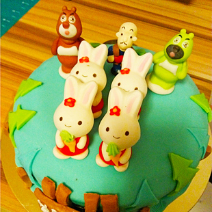 长沙同城个性定制生日蛋糕儿童卡通蛋糕熊出没翻糖蛋糕送货上门