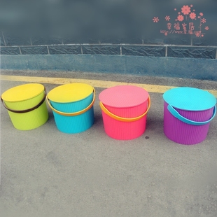 包邮多用桶多功能整理收纳凳有盖可坐清洁洗衣桶塑料洗澡淋浴大桶