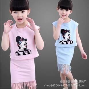 童装女童夏装套装2016新款韩版夏季短袖套裙