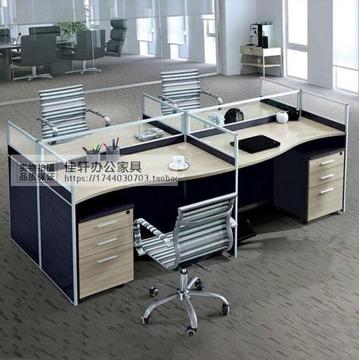 深圳现代简约厂家直销办公家具组合屏风办公桌4人位职员电脑桌椅