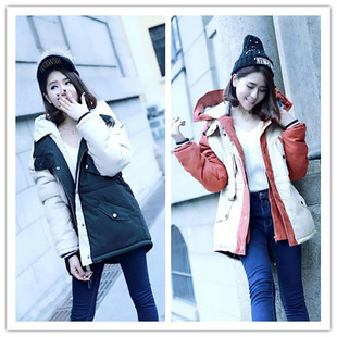 韩国棉衣女2015新款冬装韩版中长款宽松大码棉袄学生棉服外套连帽