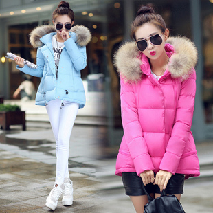2015冬季新款韩版宽松羽绒棉服女短款加厚大毛领棉袄女装棉衣外套