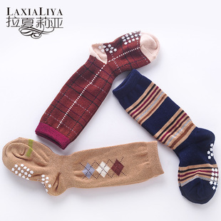 拉夏莉亚儿童袜子新生儿宝宝中筒袜男童婴儿纯棉长袜堆堆袜厚秋冬