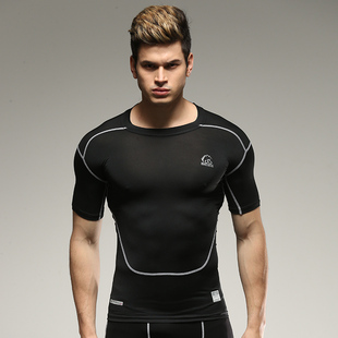 2015年新款男士运动紧身衣短袖T恤弹力速干衣透气吸湿排汗健身服