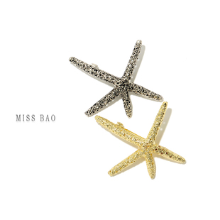 MISS BAO韩国进口高档金属海星发夹弹簧夹刘海夹子 发饰头饰品
