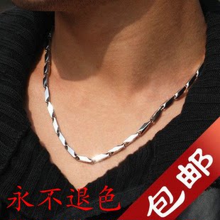 男士项链简单菱形永不褪色韩版时尚潮男个性霸气钛钢潮流礼品饰品
