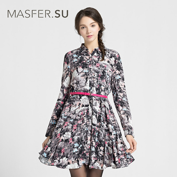 Masfer．SU 玛丝菲尔素品牌女装冬季新款经典衬衫式连衣裙