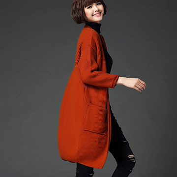 15年韩版冬新品毛衣中长款开衫女长袖宽松显瘦加厚貂绒针织外套女