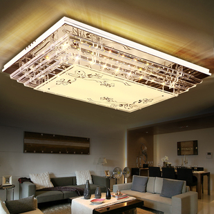 LED长方形水晶灯吸顶灯客厅灯大气温馨卧室灯餐厅吊灯正方形灯具
