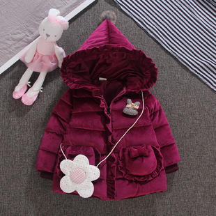2015冬季新款小中童女童爆款天鹅绒公主小兔上衣棉袄甜美棉衣外套