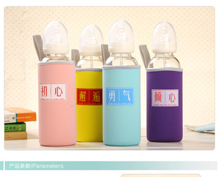 创意个性奶嘴吸管便携防烫防摔耐高温透明耐热小玻璃学生水杯包邮
