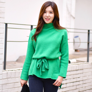 2015韩版秋季新款毛衣 立领前短后长淑女气质修身针织衫毛衣女 潮