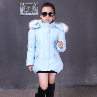 童装冬款 韩版儿童棉衣 时尚女童外套保暖加厚中长款童棉服潮
