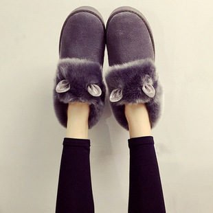 2015冬季新款羊皮毛一体中筒雪地靴棉毛毛鞋可爱保暖低帮雪地靴
