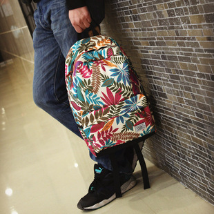 APE潮牌日本原宿迷彩飞机花朵叶子帆布双肩书包印花旅行男女背包
