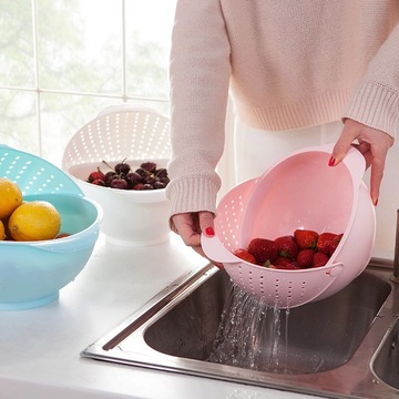 有乐旋转洗菜篮加厚创意米盘厨房洗菜器塑料水果蔬篮收纳篮