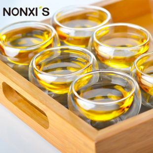 Nonxis/龙兮 耐热玻璃双层隔热小茶杯子功夫茶具品茗杯6个套装