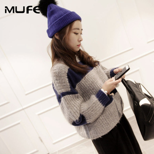 MUFE 韩国代购毛衣女宽松2015冬季新款套头加厚保暖打底衫女冬