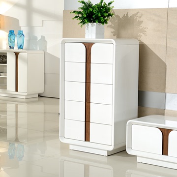 富雅诗五斗柜储藏柜白色烤漆现代简约卧室套柜储物柜高低组合柜