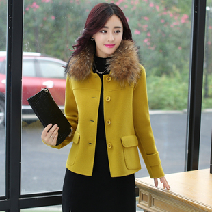 2016新款韩版小香风时尚单排扣短款毛呢外套女呢子大衣冬装